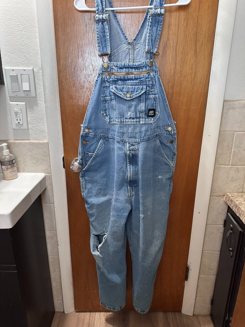 Berne Denim Bib Overalls – Size 40x28 – Distressed / Thrashed Workwear Y2K Denim